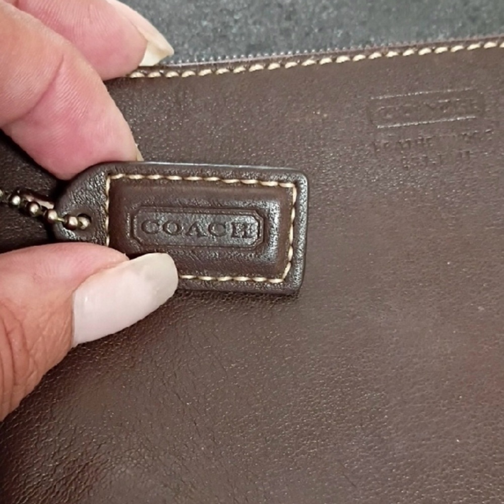 Coach Dark Brown Smooth Leather Wristlet - Picture 4 of 5